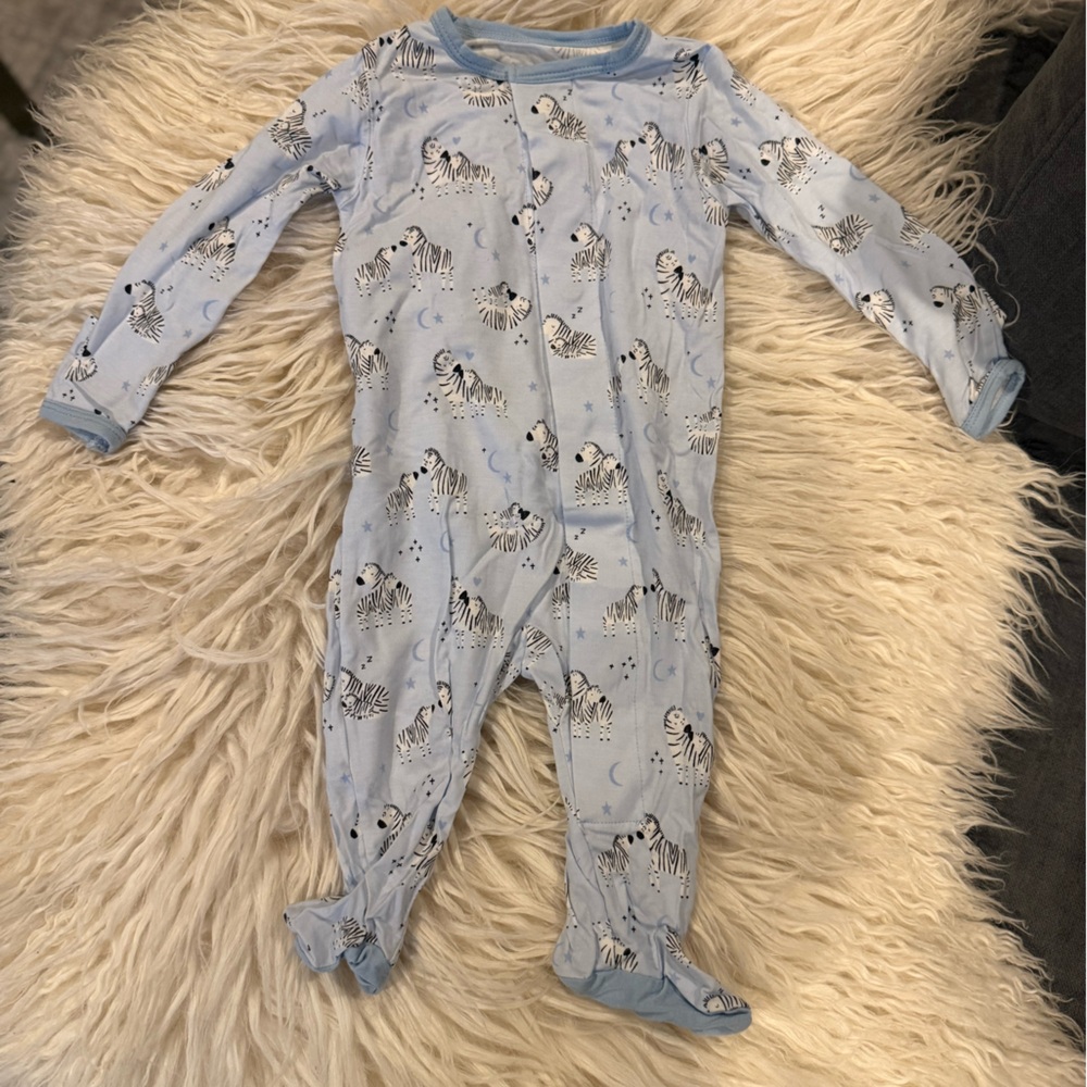Magnetic Me Light Blue Zebra Print Footie